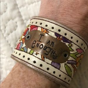Leather floral bracelet